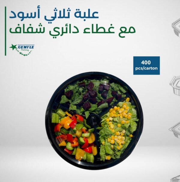 علبة ثلاثي أسود مع غطاء شفاف ( للبارد فقط )